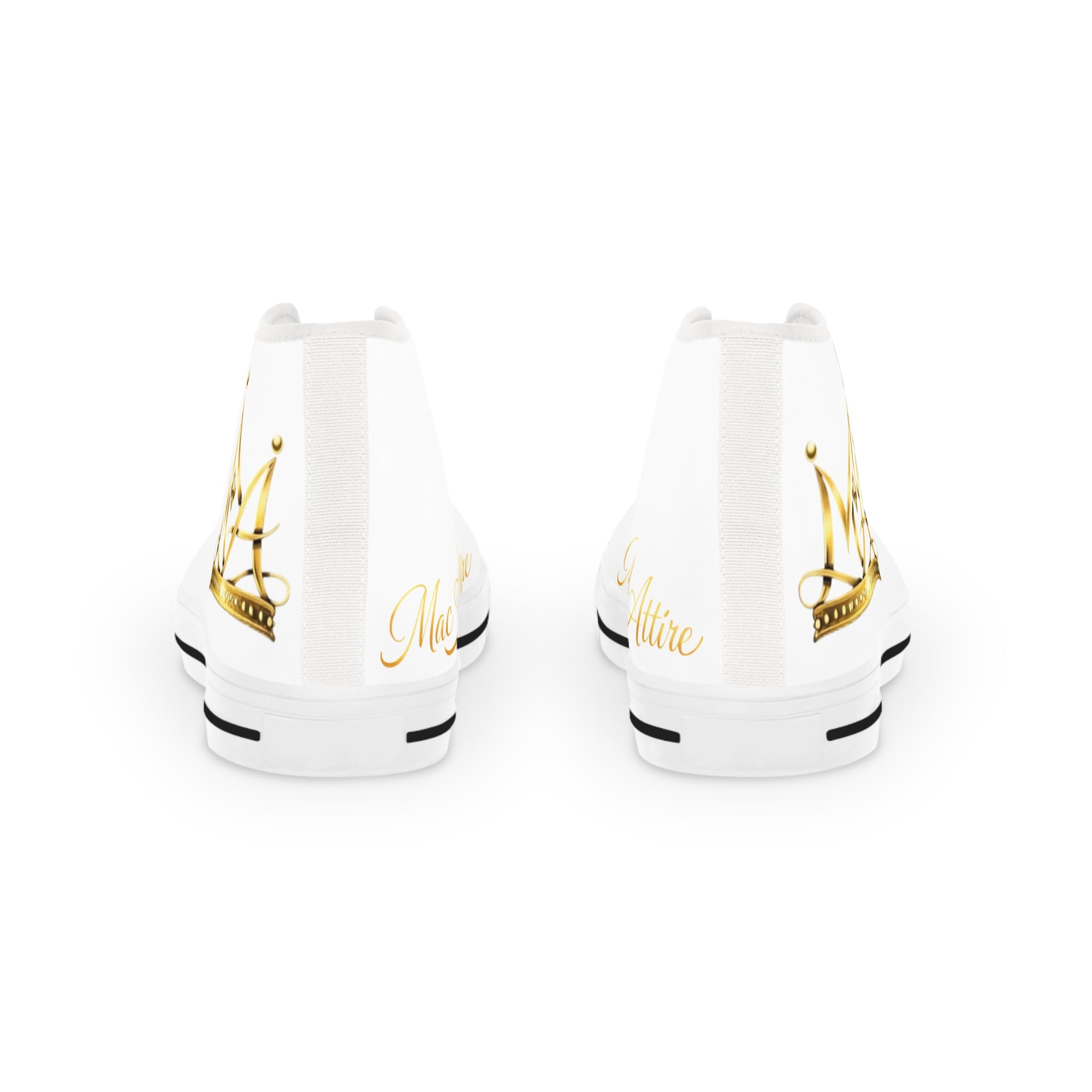Mac Attire Designer High Top Sneakers | White Canvas Crown Design