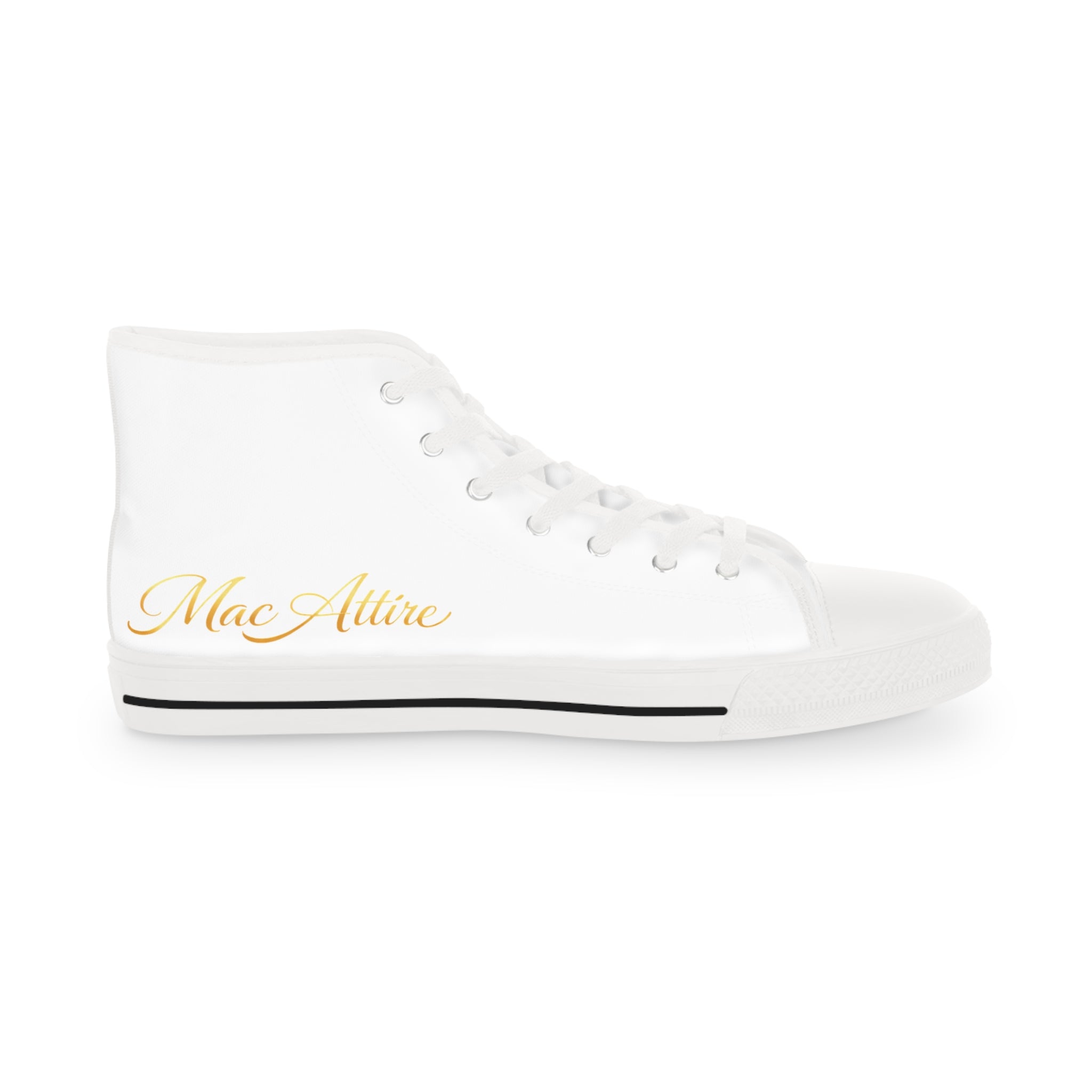Mac Attire Designer High Top Sneakers | White Canvas Crown Design