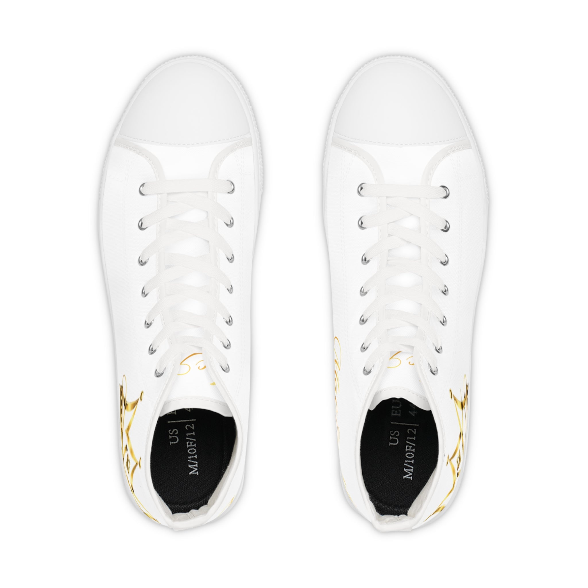 Mac Attire Designer High Top Sneakers | White Canvas Crown Design