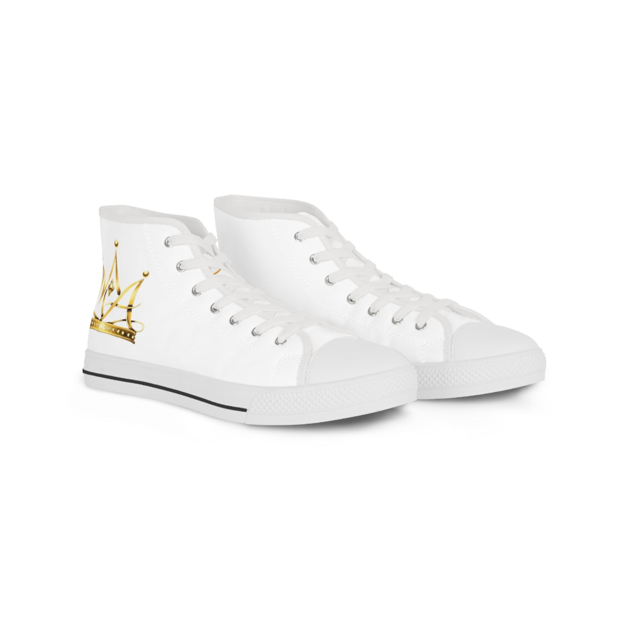 Mac Attire Designer High Top Sneakers | White Canvas Crown Design